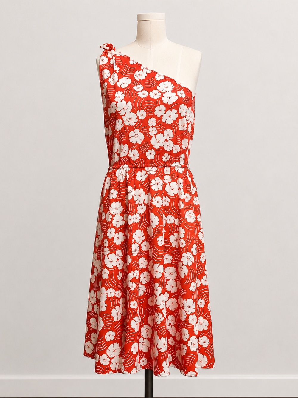 Vintage One Shoulder Floral Dress